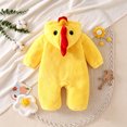thumbnail image 5 of CUZIBR Chick Boy Girl Fuzzy Halloween Onesie Animal Footed Romper Jumpsuit Hooded Zip Up Long Sleeve Funny Dress-up Party Clothes,Yellow,1-3 Months, 5 of 7