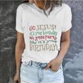 thumbnail image 1 of Daisyyozoid Nouvelles Arrivées Hauts pour Femmes Joyeuses Pâques Lettrage Imprimé Col Rond Manches Courtes Haut Manches Courtes Col Rond Chemise, 1 of 5