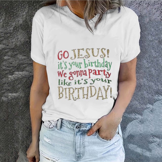Daisyyozoid New Arrivals Womens Tops Happy Easter Lettering Printed Round Neck Short Sleeved Top Short Sleeved Round Neck Shirt