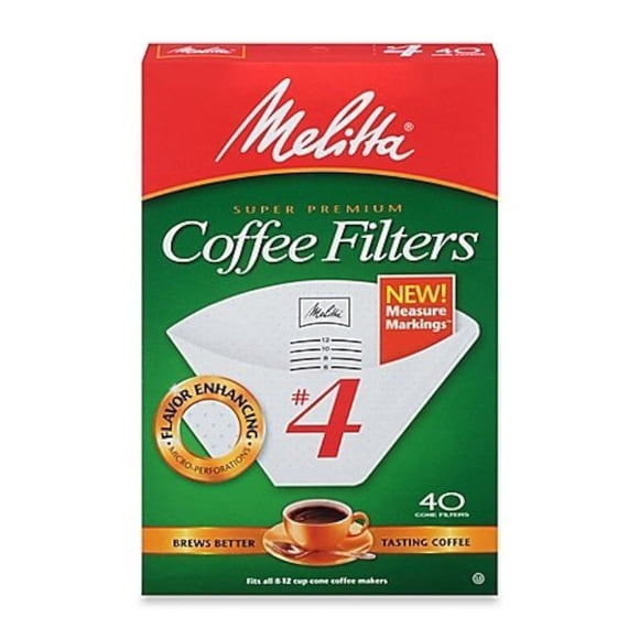 Filtros de café Melitta No. 4 cónicos blancos, 40 unidades