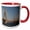 Red/White, variant on 3drose, Greece, Peloponnese, Gulf of Corinth, Patra, Rio Antirio Bridge, Dawn, 11oz Two-tone Black Mug