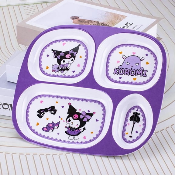 24x22x2cm Melody KT  Kuromi  Ceramic-like Dinner Plates  with Compartments Cartoon Feeding Plates Cute Fruit Plates Home Eating Birthday Gift  Christmas Gifts