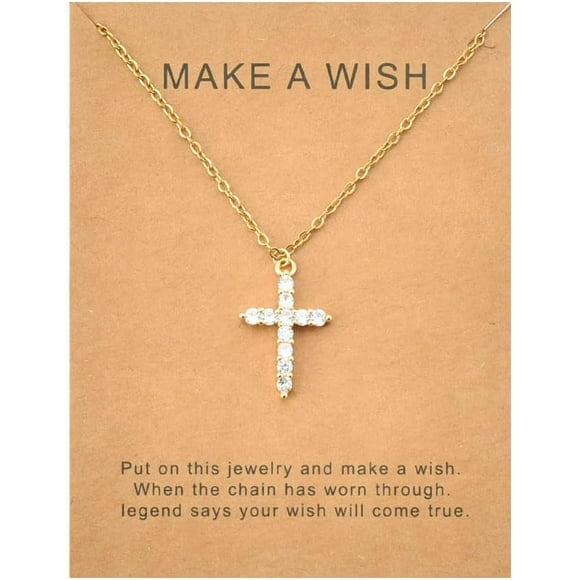 Yazoeia Cross Necklace for Women Christmas Birthday Gifts for Mom Daughter Sister 18K Gold Plated Cross Chain Necklace for Women Rhinestone Cross Pendant Gift CJC912-142382