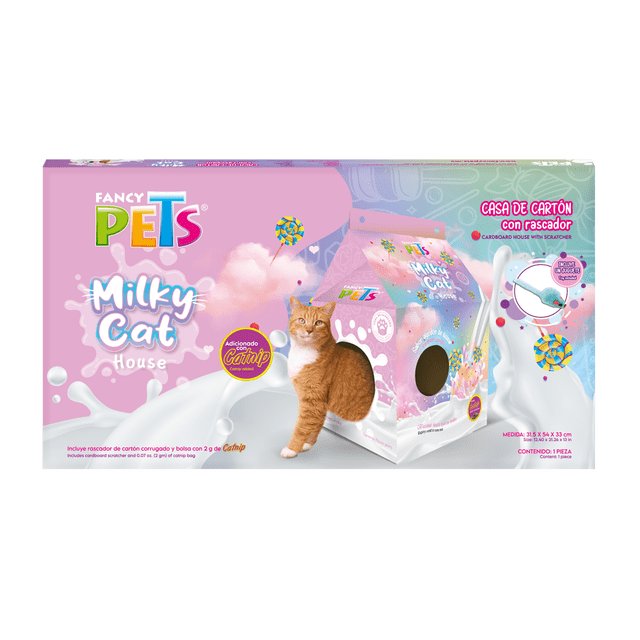 CASA DE CARTON CON RASCADOR P/GATO ALGODON DE AZUCAR