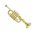 thumbnail image 2 of Trompeta infantil de plástico dorado recubierto para niños en edad preescolar, juguete musical, instrumento de viento, 2 of 14