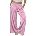 thumbnail image 3 of LSLJS Womens Pajama Pants Straight Leg Elastic Waisted Trousers Pants Loose Solid Color Casual Pants with Pockets, S-2XL, 3 of 6