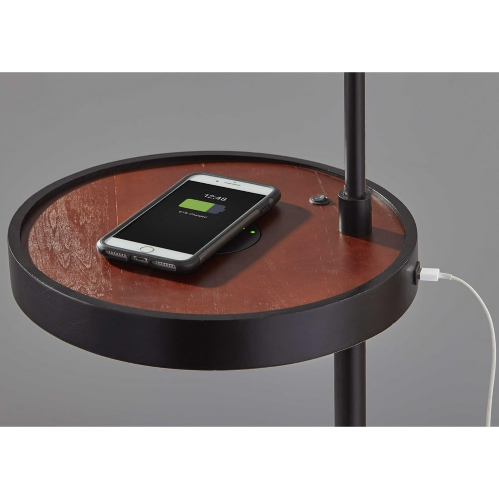 12.5" X 16" X 59" Brushed Steel Metal Wireless Charging Task Shelf