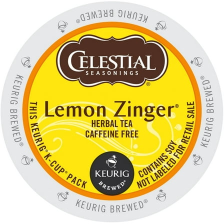 Celestial Seasonings Lemon Zinger Herbal Tea, Keurig K-Cups, Tea Pods, 24 Ct