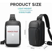 BANGE Unisex 11-Inch Separate Compartment Crossbody Bag, Lightweight Waterproof Commuter Bag(Black)