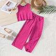 thumbnail image 4 of Nwiuh Girls Clothing Set Casual Clothes Sleeveless Back Tank Crop Top and Wide Leg Pants with Pocket Outfits Hot Pink for Size 11-12 Years, 4 of 7