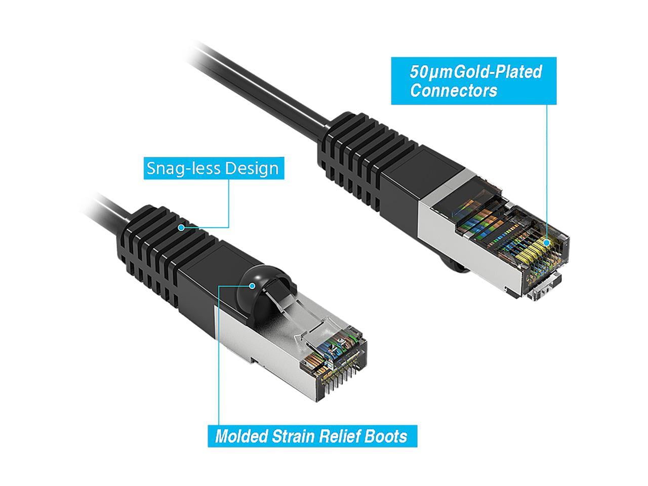 Nippon Labs Cat7 Shielded (SSTP) 600MHz Ethernet Network Booted Cable, 26AWG 20 Feet Gigabit LAN Network Cable RJ45 High Speed Patch Cable, Black, 60CAT7-20BK
