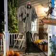 thumbnail image 4 of Costway Décoration Suspendue d'Halloween 12.1 Pieds Squelette Fantôme avec Yeux Rouges Vacillants, 4 of 10