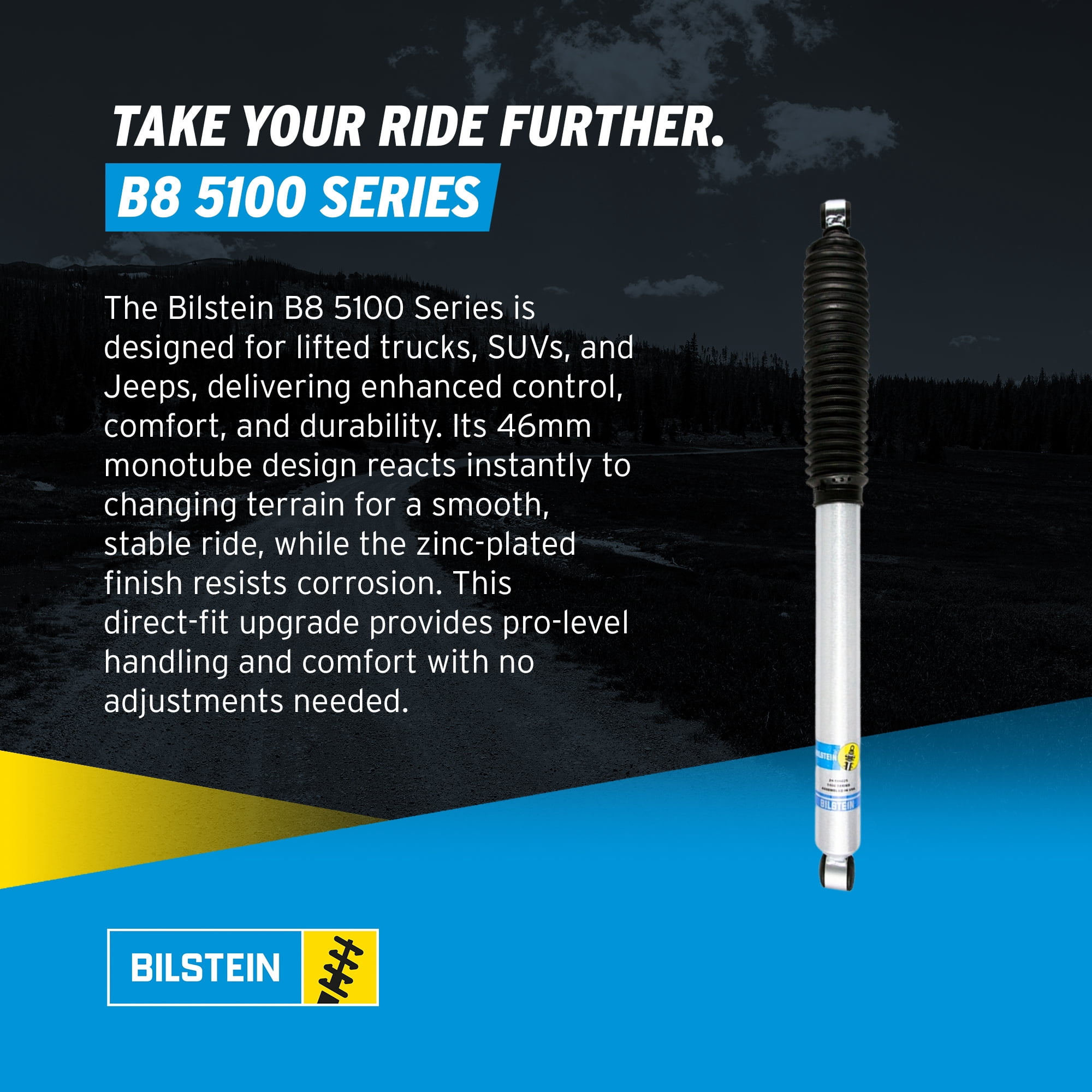 Bilstein Pair of Rear B8 5100 Series Shocks Compatible with 1999-2016 F250/F350 4WD with 0-1" Rear Lift