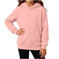 thumbnail image 5 of Miluxas Kids Solid Pullover Hoodie for Girls Boys, Hood Sweatshirt with Front Kangaroo Pocket, Soft Long Sleeve Basic Top Pink 7-8 Years, 5 of 6