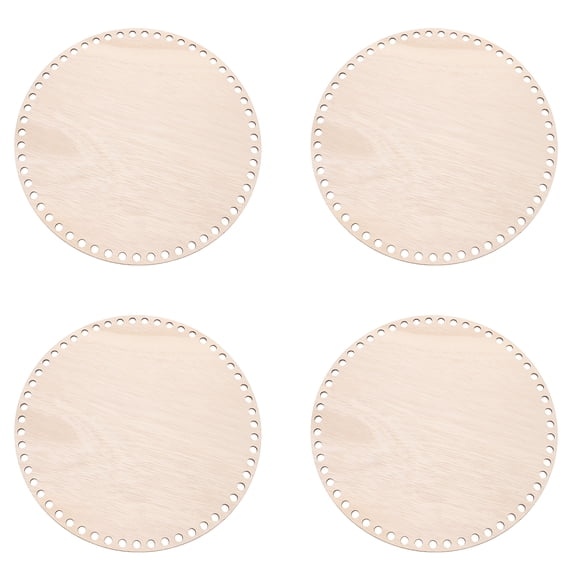 Uxcell 12" Diameter Crochet Basket Bottom, 4Pcs Round Blank Wooden Base for DIY Craft Weaving Supplies, Brown