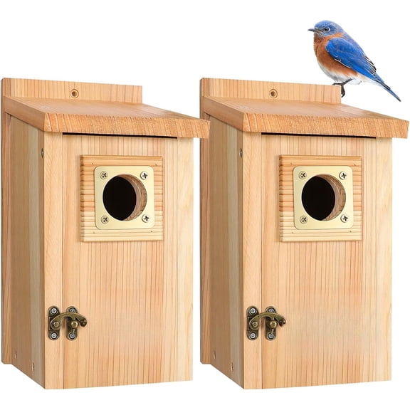 Bird Houses for Outside Clearance with Copper Guard, Cedar Bird House Outdoor, Bluebird Finch Swallow Wren Chickadee