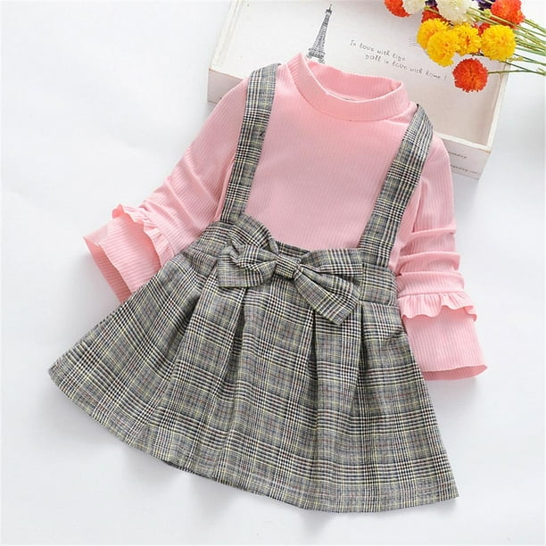 Actoyo Kids Little Girls Fake Two-piece Outfits Set Flying Sleeve High ...