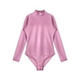 thumbnail image 6 of YONGHS Women's Shiny Metallic Long Sleeve Leotards Faux Leather Turtleneck Bodysuit Dance Costume Pink XXL, 6 of 7