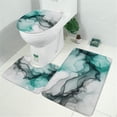 thumbnail image 2 of Black Green Translucent Marble Pattern Bathroom Rugs Sets 3 Piece,Toilet Cover Set,Absorbent Non Slip Bathroom Mats Sets with U-Shaped Contour Rug Toilet Rug Set, 2 of 5