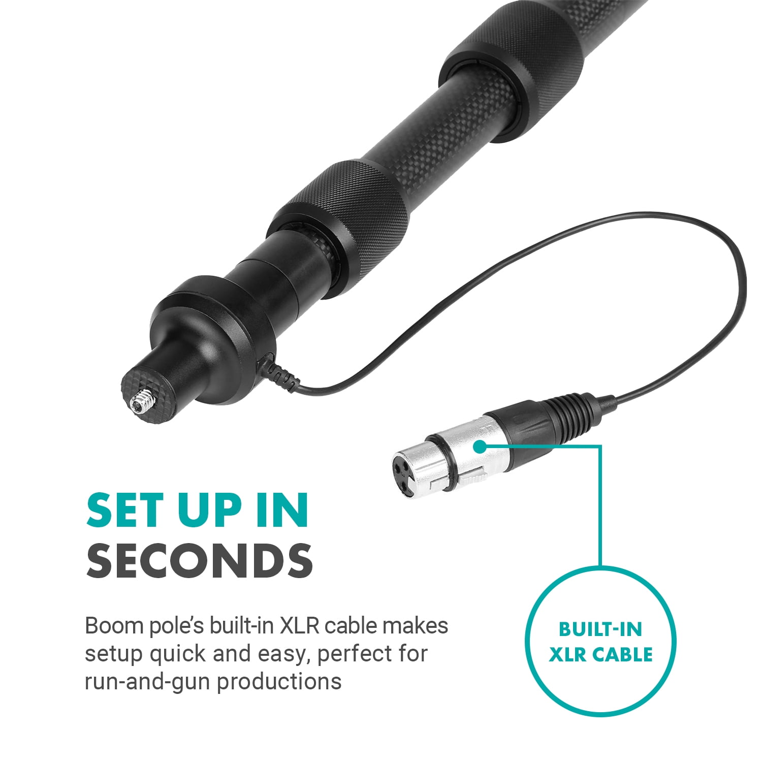 Movo XLR Shotgun Microphone & Boom Pole Kit – Professional Location Sound Recording Bundle with Shotgun Mic and Boompole with Internal XLR Cable for Filmmaking, ENG, and Broadcast Audio
