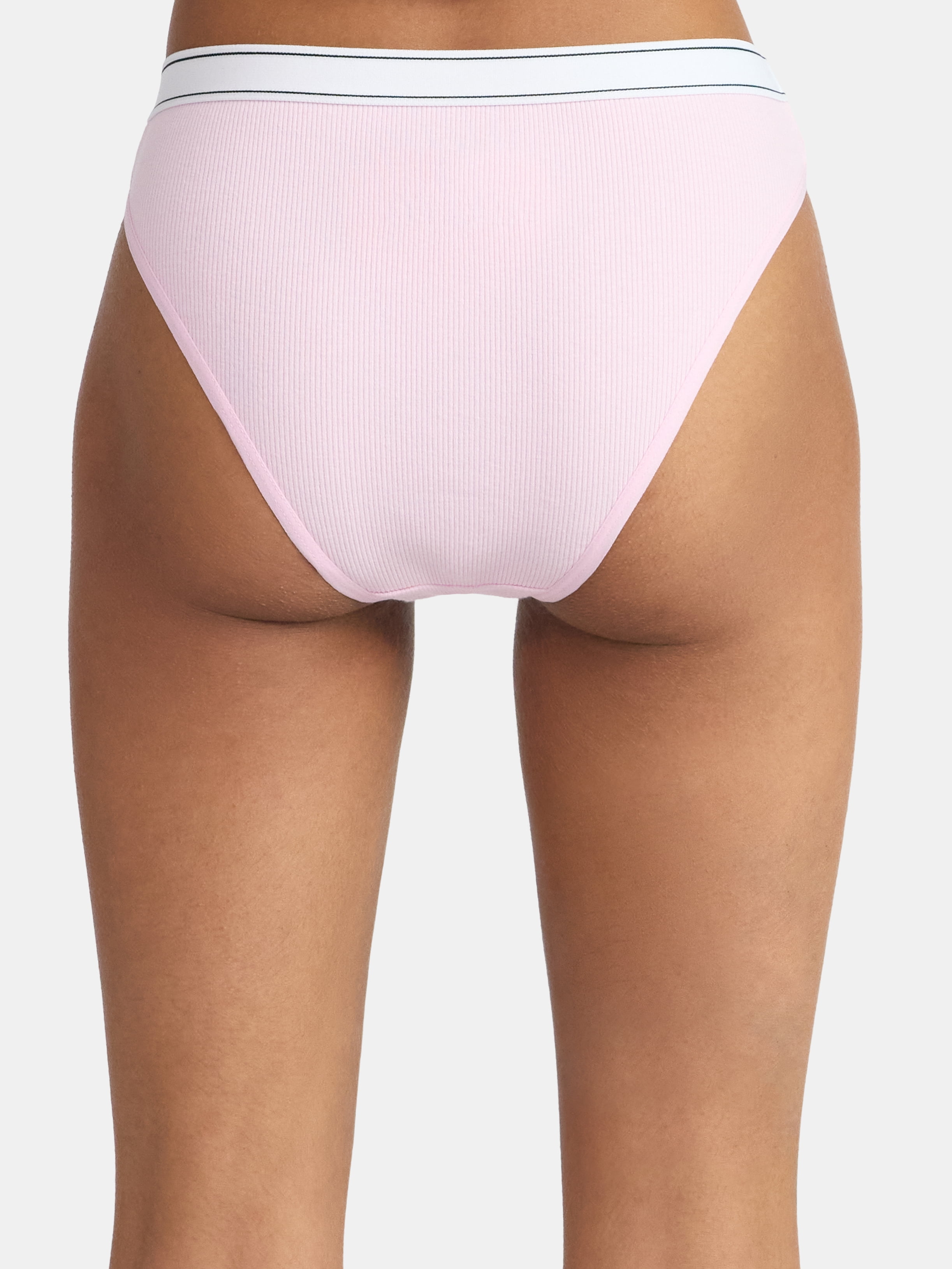 No Boundaries Stretch Ribbed Hi-Cut Cheeky Panties, 5-Pack, Women's