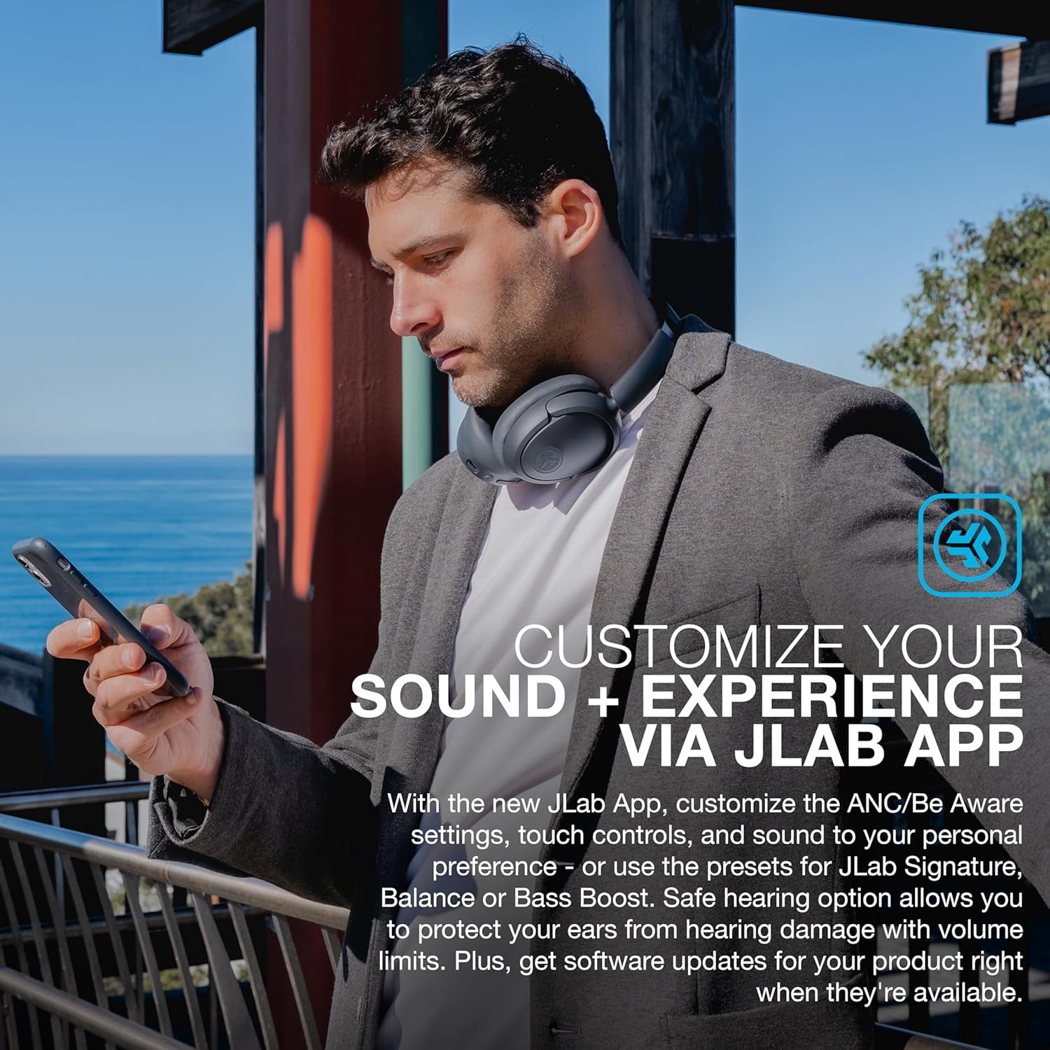 JLab JBuds Lux ANC Wireless Over-Ear Headphones, Bluetooth, 70 Hour Battery, Hybrid Active Noise Cancelling, Graphite (Sold Without Manufacturer Warranty)