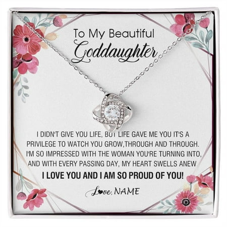 To My Beautiful Goddaughter Necklace Life Gave Me You, White Love Knot Necklace