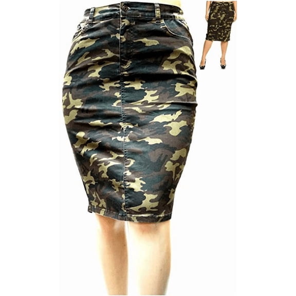 Jack David Womens Plus Size Stretch Camo Casual Twill Cotton Skirt