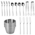thumbnail image 1 of Juego de esparcidor de mantequilla, herramientas para queso, multifunción para pastelería, plata, 18 piezas, 1 of 9