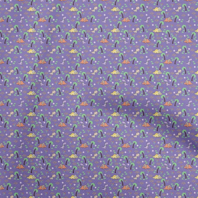 oneOone Tissu Polyester Spandex Violet Dinosaure Coloré Matériel de Robe Imprimé Tissu au Mètre 56 Pouces de Large