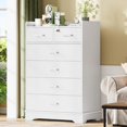 thumbnail image 3 of White Dresser for Bedroom Vertical Wood 6 Drawer Dresser & Chest of Drawers, Modern Tall Dresser Storage Organizer for Living Room Hallway Entryway, 3 of 8