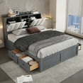 thumbnail image 2 of Miekor Furniture Wood Full Size Platform Bed with Storage Headboard and 4 Drawers, Gray BS8030, 2 of 6