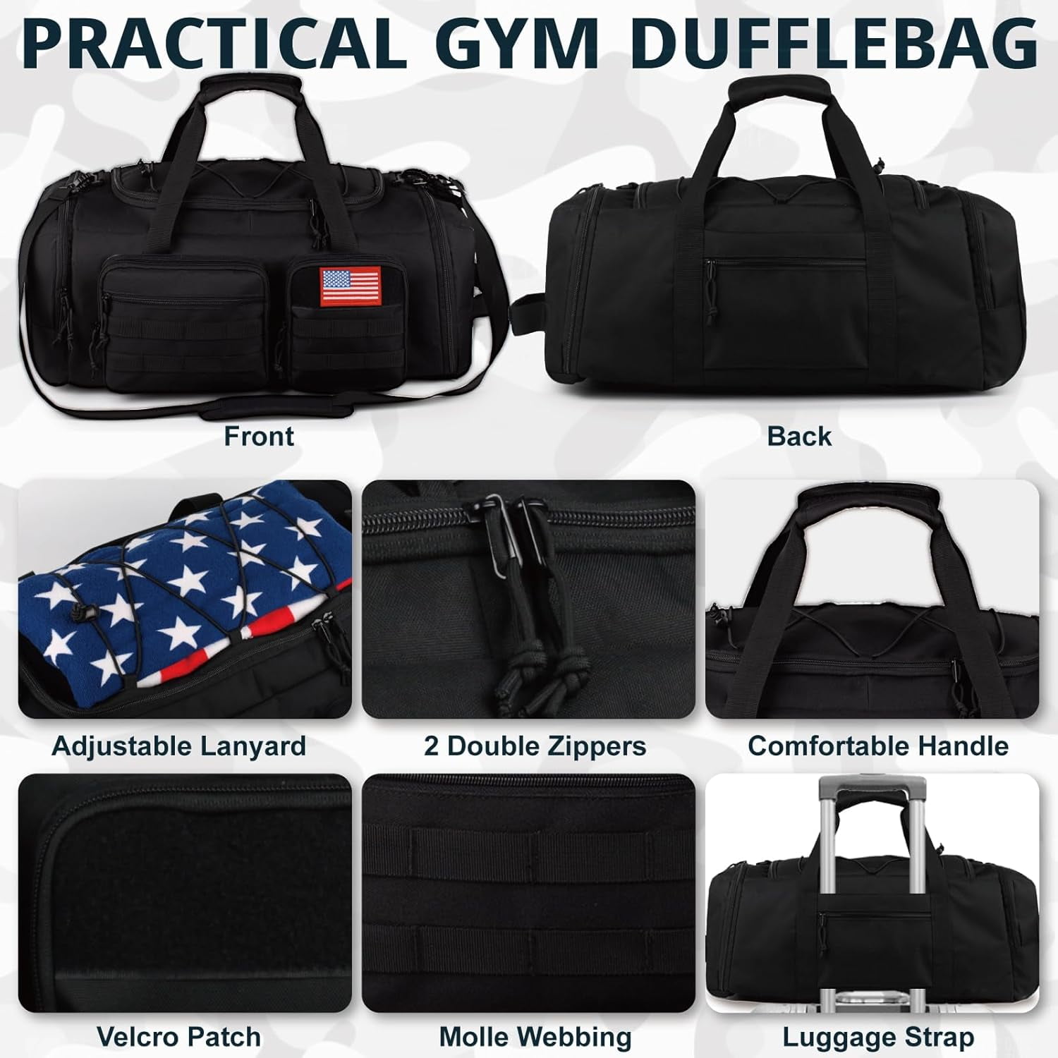 25.6In Gym Bag for Men, 50L Large 3 in 1 Sports Travel Duffle Bag with Shoes Compartment,Water Resistant Travel Backpack Weekender Overnight Bag with Wet Pocket for Women Camping Touring