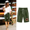 thumbnail image 4 of Mujeres Pantalones Cortos Casual Estampado Elástico de la Cintura Medio Pantalones Cortos, Casual con Bolsillos para el Uso Diario, 4 of 6