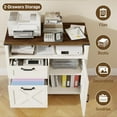 thumbnail image 4 of Lateral File Cabinet with 2 Drawers and Door Farmhouse File Cabinet for A4/Letter Size Hanging Files, Large Wood File Storage Cabinets Printer Stand with Open Space for Home Office Furniture, White, 4 of 9