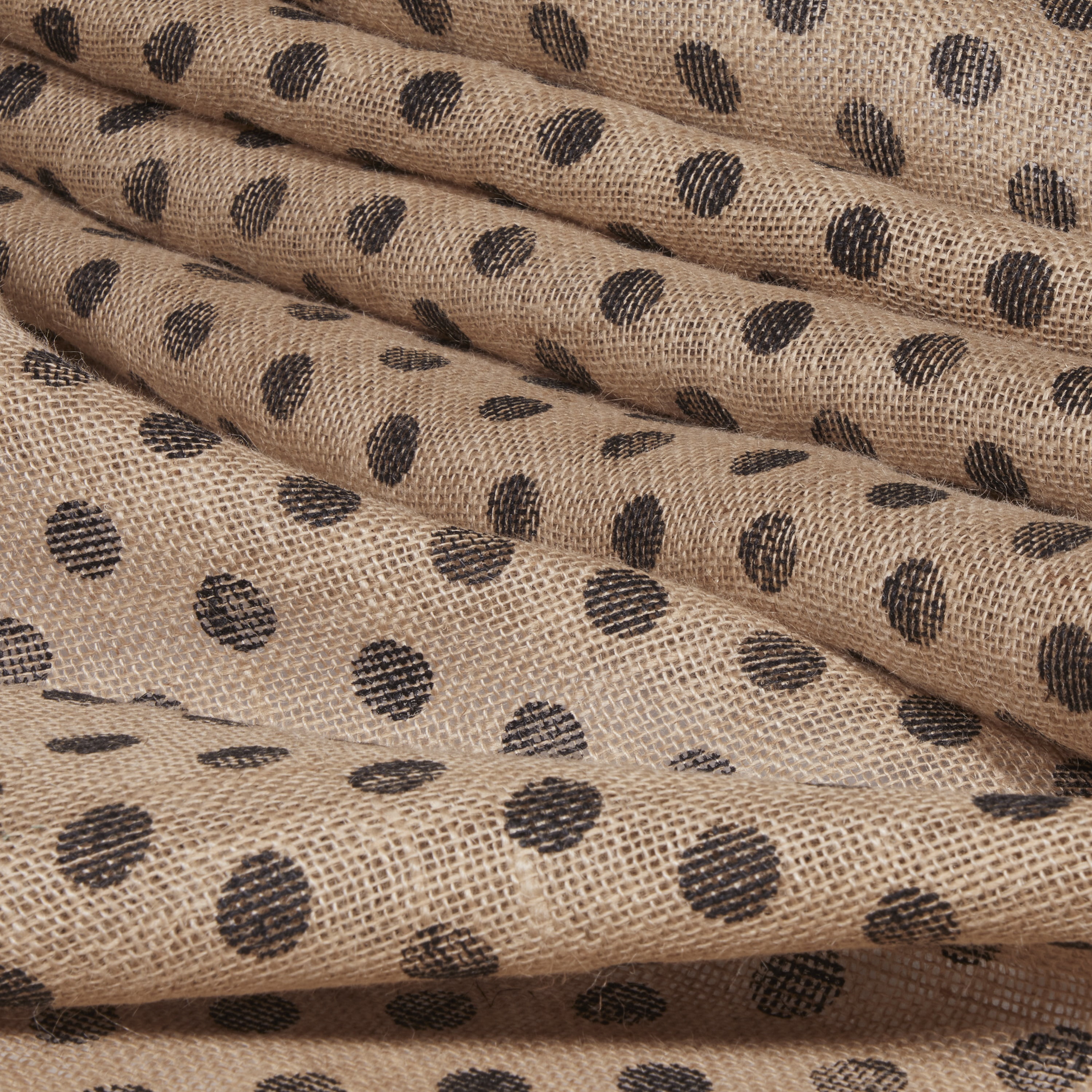 (2 pack) Love, Laugh, Craft Precut Natural Jute Burlap, 46"W x 2-Yards, Black Screenprint Dots