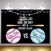 Custom Baseball Gender Reveal Backdrop Boy or Girl Team Pink or Team Blue Party Decorations Photography Background Sports Themed He or She Gender Reveal Surprise Party Photoshoot Banner 7x5ft
