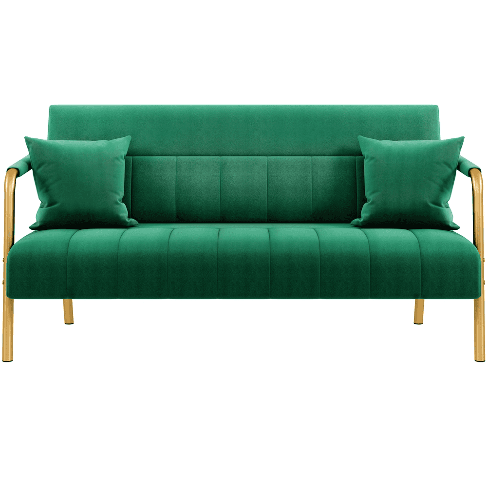 Yaheetech 56.6'' W Modern Upholstered Sofa Couch with 2 Pillows, Green