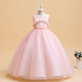 thumbnail image 2 of Zwiiyzr 2025 6-17Y Girls Tulle Dress Bridesmaid Wedding Pageant Dresses Sleeveless Solid Color Flower Mesh Skirt Princess Dress Birthday Party Show Clothes Pink, 2 of 9