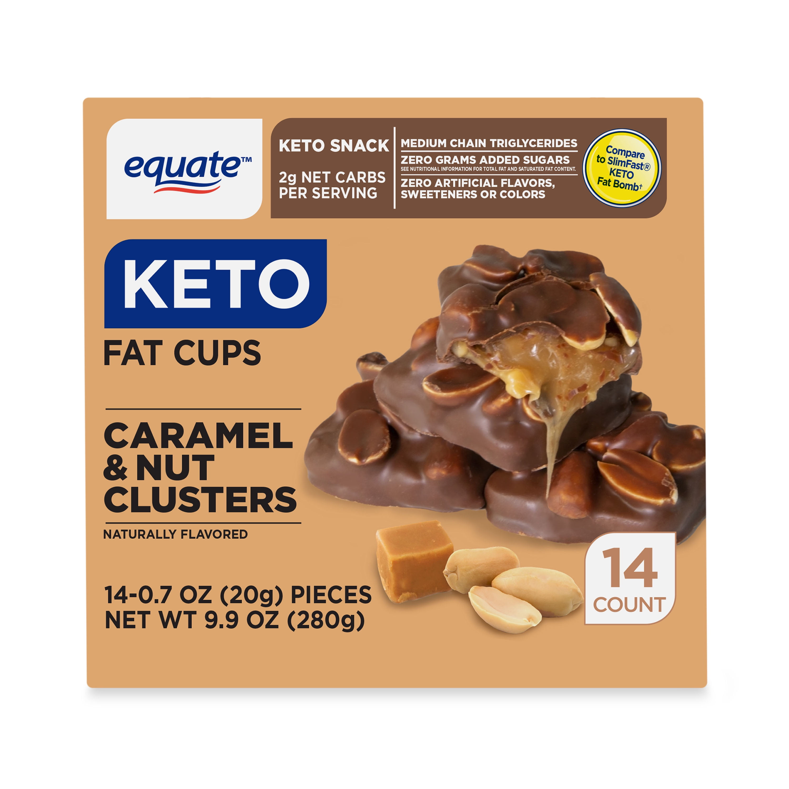 Equate Keto Fat Cups, Caramel & Nut Clusters, 14 Ct