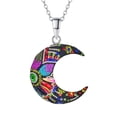thumbnail image 2 of Juego de aretes y cadena con dije forma de Luna ZVEZDA plata mexicana ley .925 Negro, 2 of 5