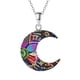 thumbnail image 2 of Juego de aretes y cadena con dije forma de Luna ZVEZDA plata mexicana ley .925 Negro, 2 of 5
