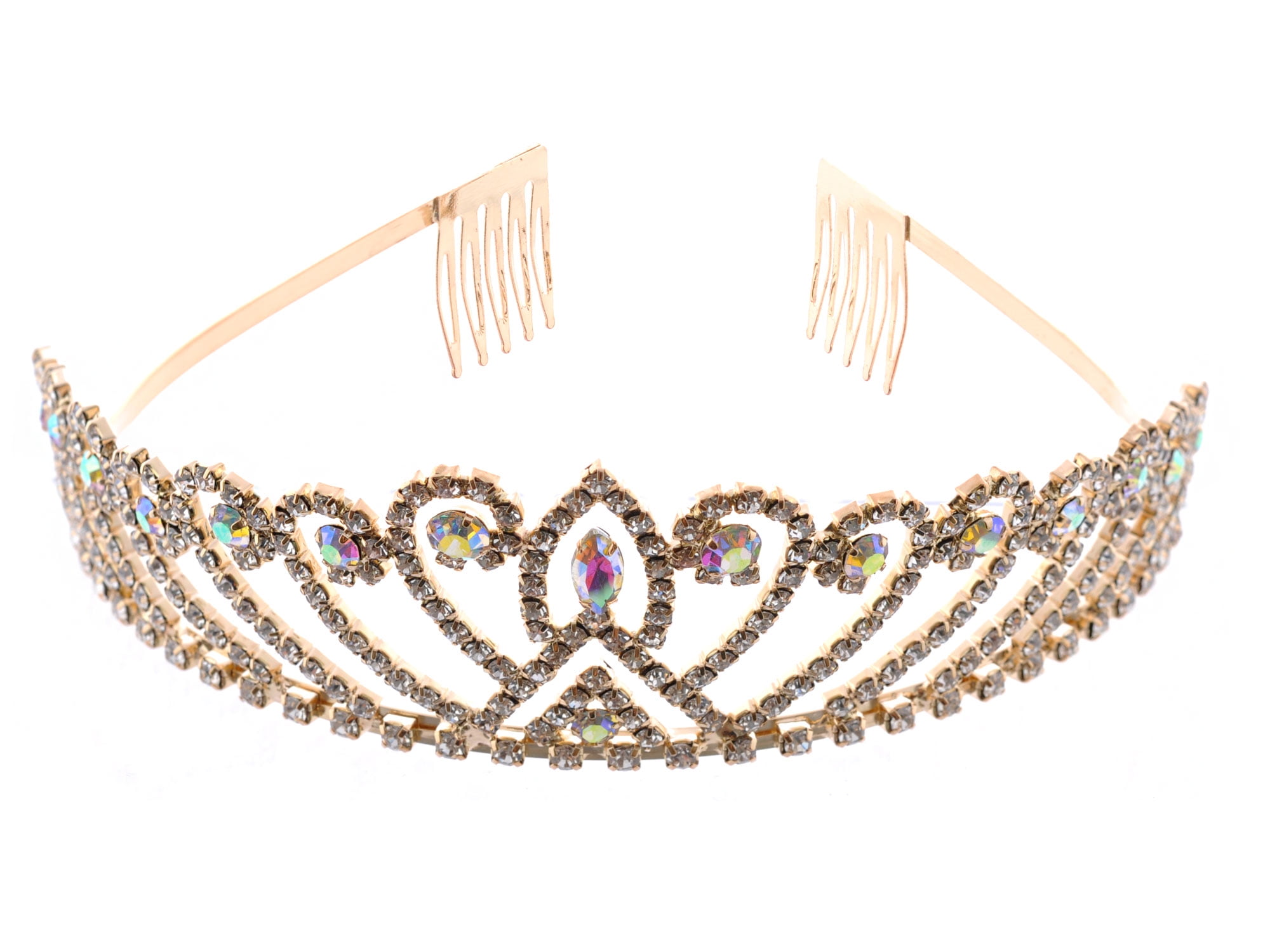 Fashion Jewelry Gold Plating Aurora Borealis Rhinestone Wedding Tiara ...