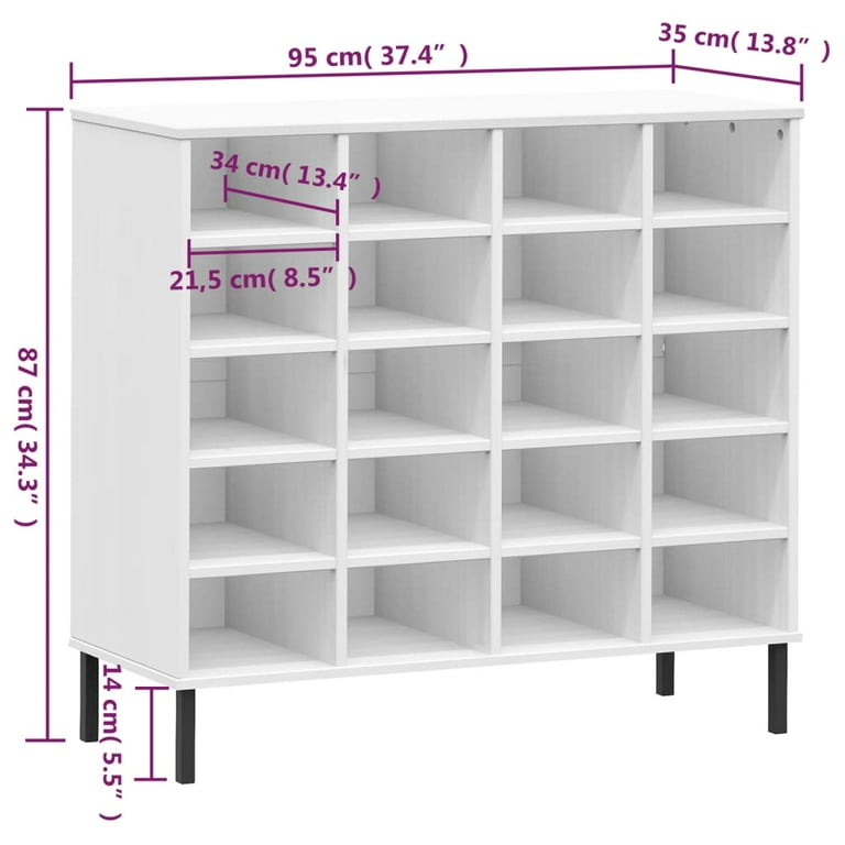 Shoe cubby dimensions hot sale