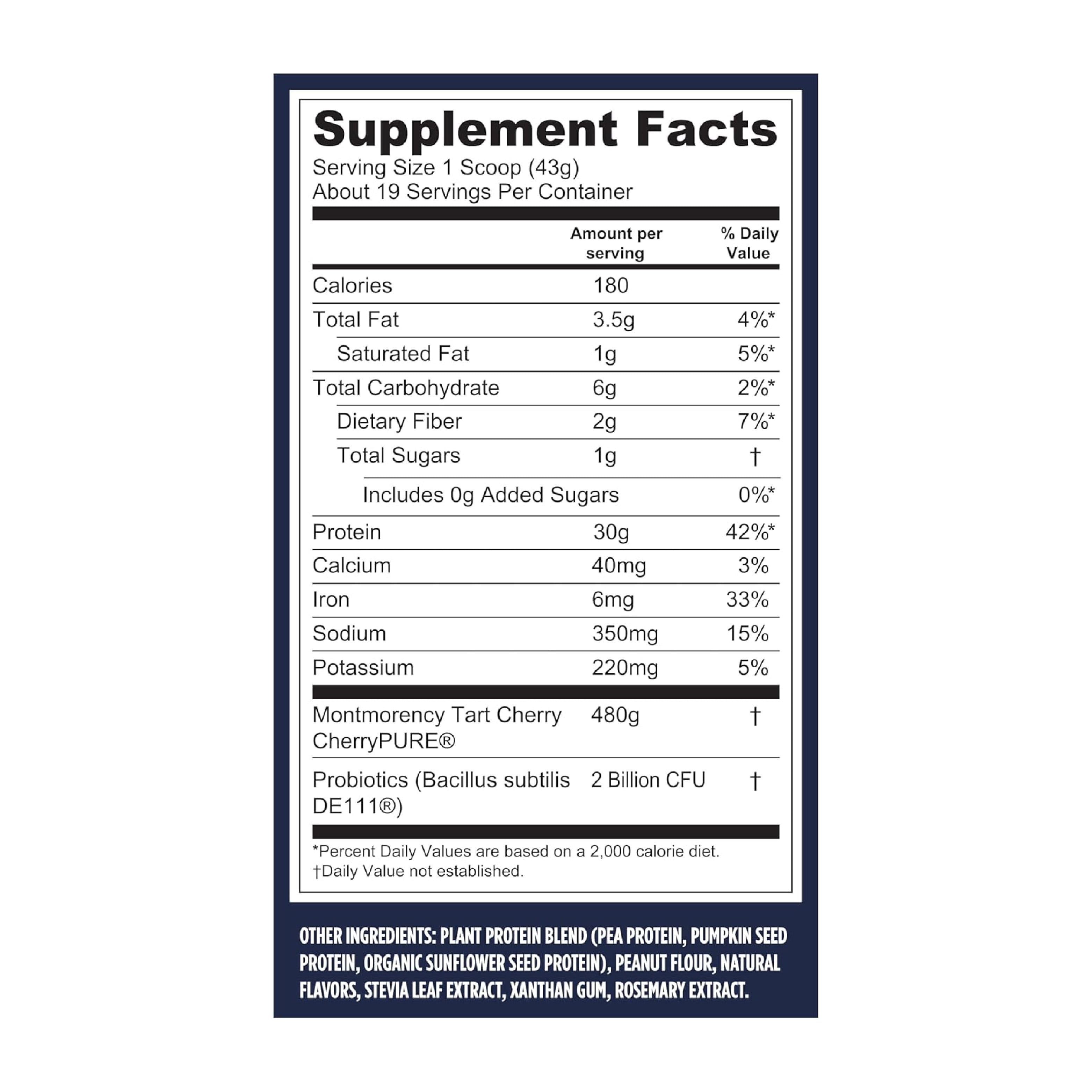 Vega Protein Powder + Recovery Support, Peanut Butter, 19 Servings, 28.7oz