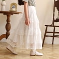 thumbnail image 5 of Weebloom Long Skirts For Toddler Girls Tiered Summer Lace Skirt For Kids White Flowy Party Wear White 4-5 Years, 5 of 5