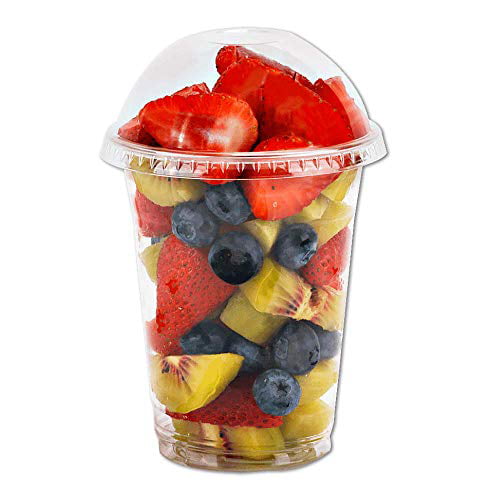 30 Sets Iced Cold Coffee Drinks Fruit Cups for Kids bday Party with Nice Sealing 12 oz Clear Plastic Cups with Dome Lids No Hole - Parfait cups for Ice Cream PET Disposable Dessert Cups Cupcake 