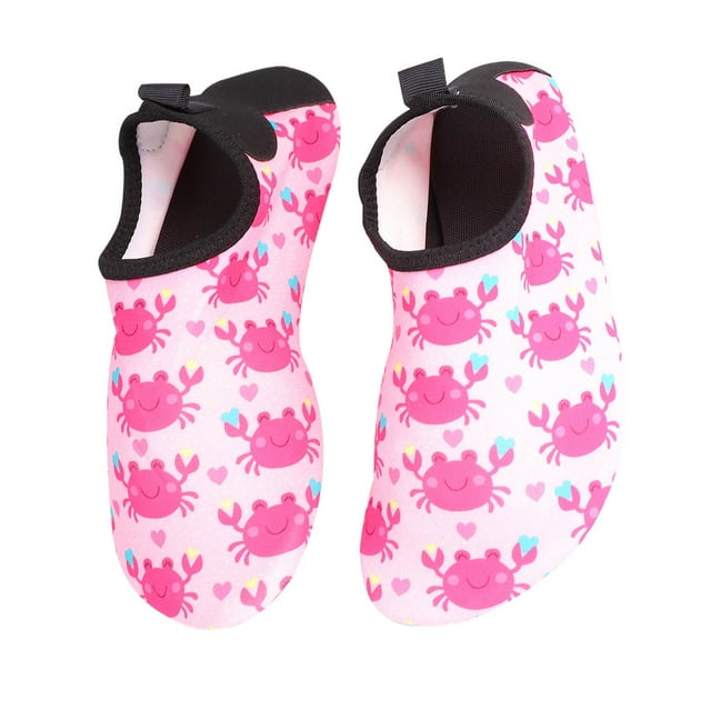 OULII Kids Pink Crab Pattern Quick Dry Water Shoes AntiSlip Breathable Seaside Wading Shoes Size 2627