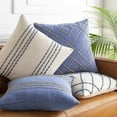 thumbnail image 4 of Hauteloom Listie Cotton Decorative Throw Pillow - Modern Coastal Striped Patterned Cushion Cover - White - Aqua - 18'' x 18'', 4 of 6