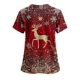 thumbnail image 4 of Feancey Christmas Scrubs for Women Reindeer Printed Stretchy Scrub Tops Holiday Casual Short Sleeve V-Neck Tunic Blouse with Pockets Multicolor XXL, 4 of 4